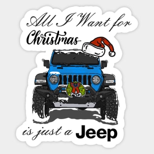 Christmas Jeep Light Blue Sticker